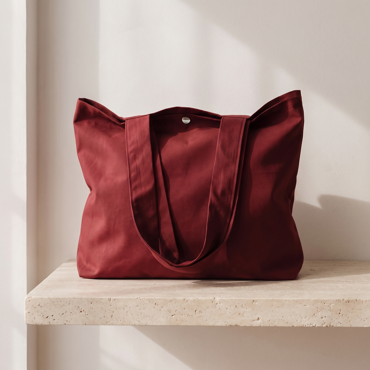 Vega bordo kanvas tote çanta — önden görünüm